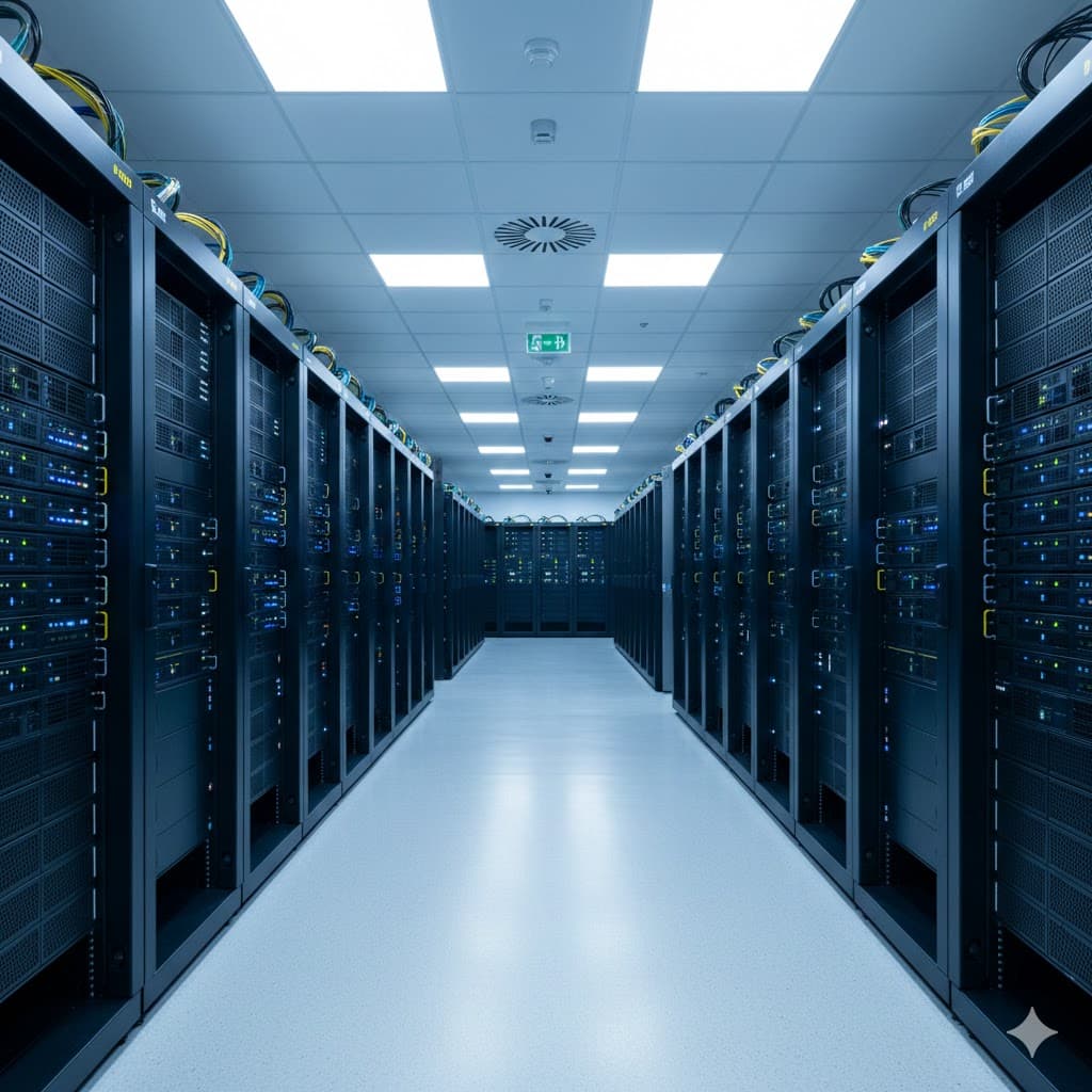 Enterprise data center with server racks